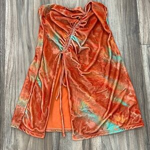 Free People Orange Textured Skirt